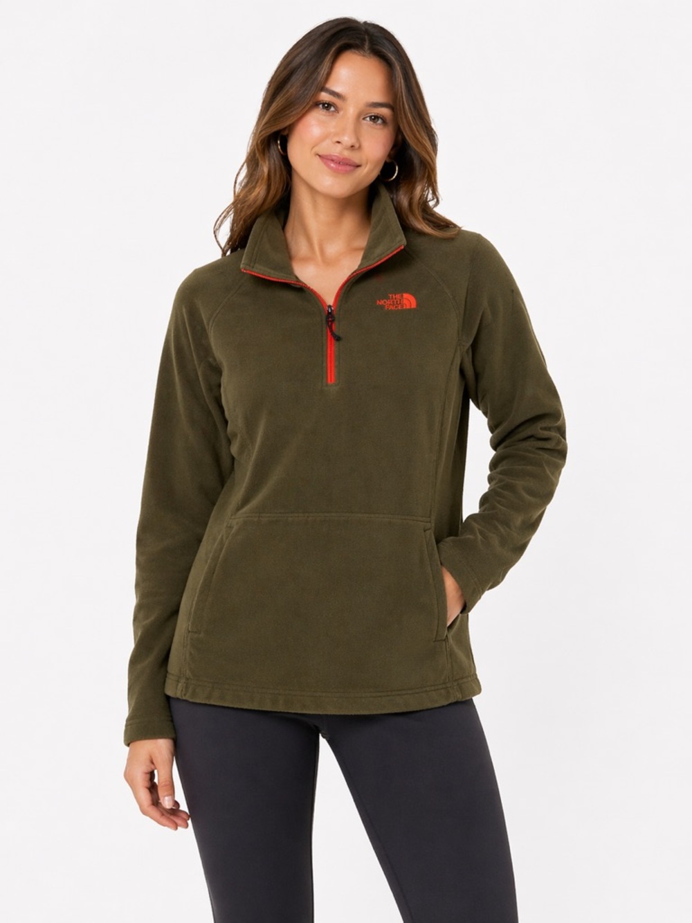 The North Face Women’s Size Small Olive Green w/‎ Pink/Orange Trim Sweater